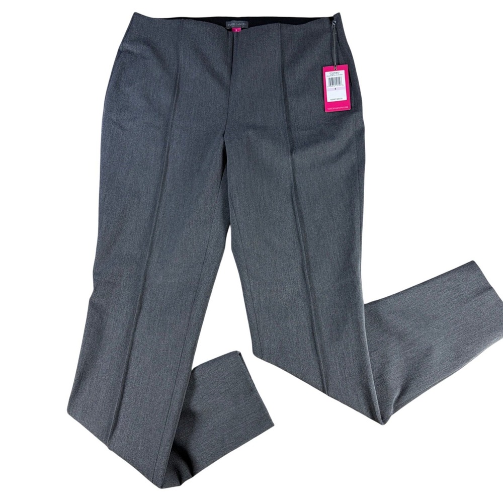Vince Camuto Essentials Dress Pants Pull On Slim Leg Heather Grey 6 Womens
